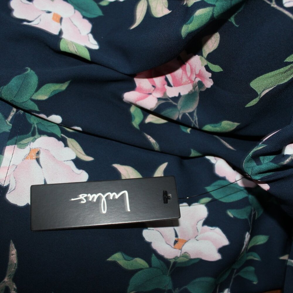 Lulus Dress Rosalinda Navy Blue Floral Print Long Sleeve Medium NWT's - Picture 10 of 13